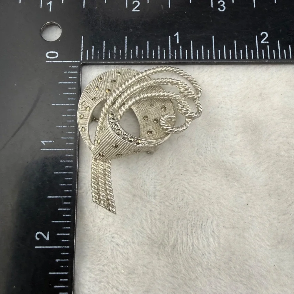 Vintage Kramer Brooch Silver Tone Marcasite